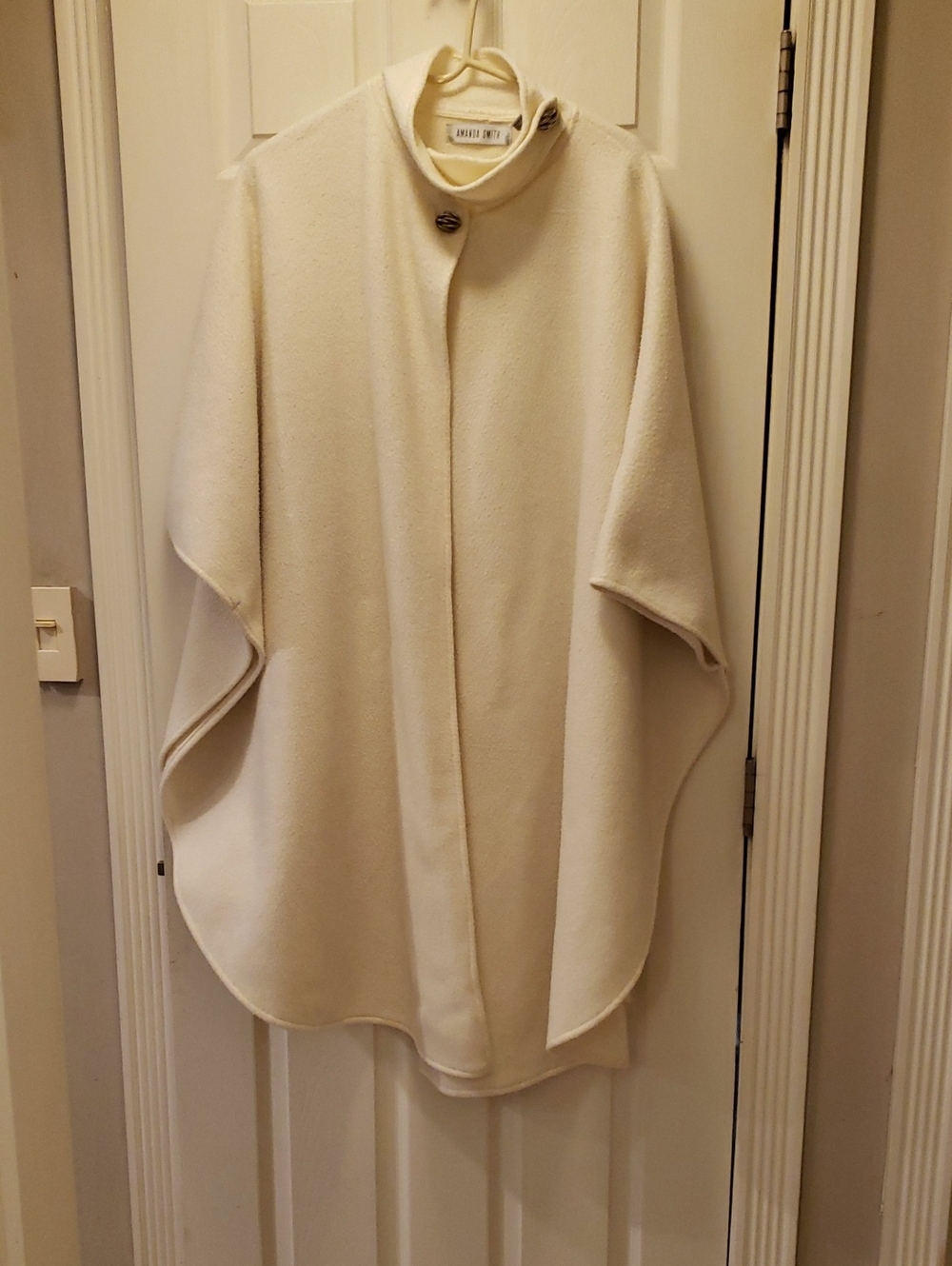 Amanda Smith Cream Single-Button Poncho